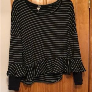 Free people striped top ruffle top Size L